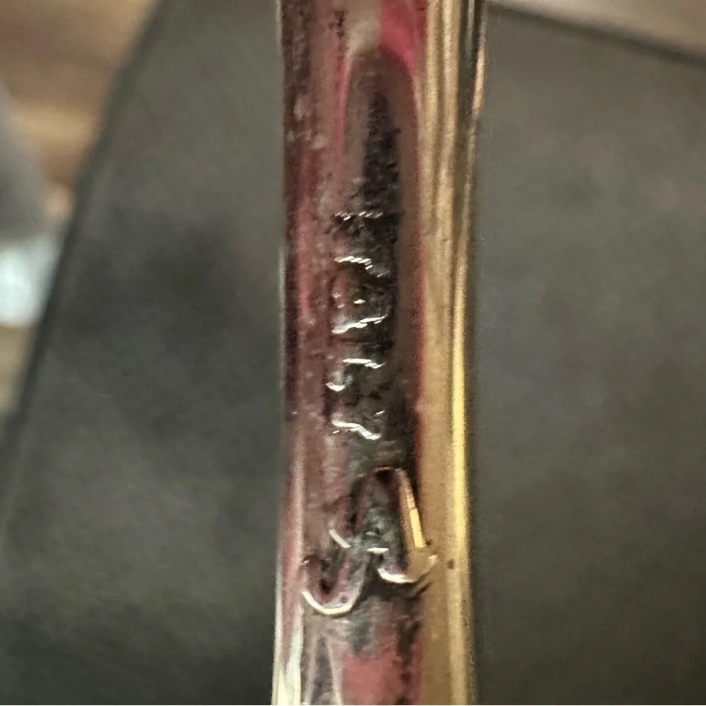 vintage Italian silverplate salad server with a bamboo-style handle